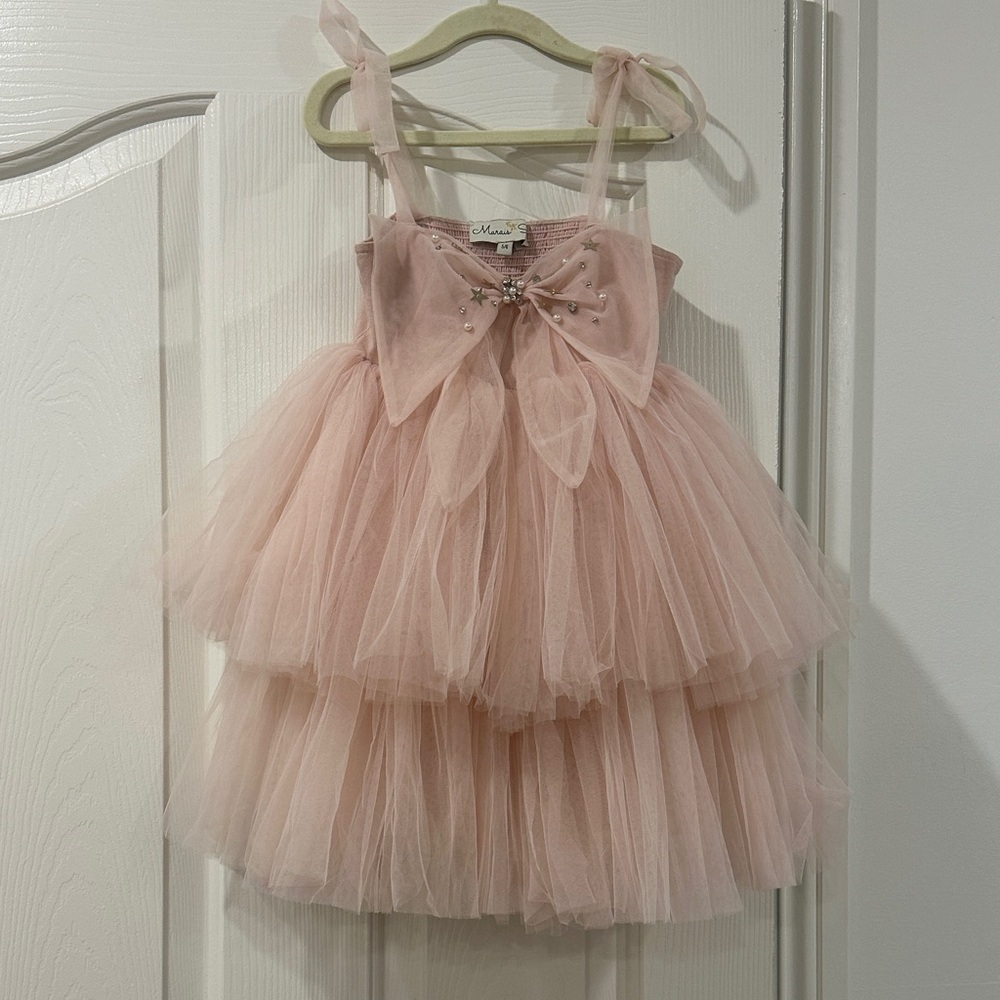 Charming Pink Tulle Dress with Bow